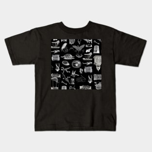 Wingbats - Gothic Miscellany in black. Kids T-Shirt